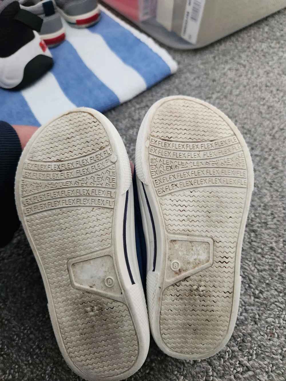 Blue Canvas Slip-On Sneakers with Black Dinosaur Print Size 8